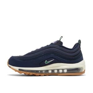 Nike Air Max 97 navy and green trainers.